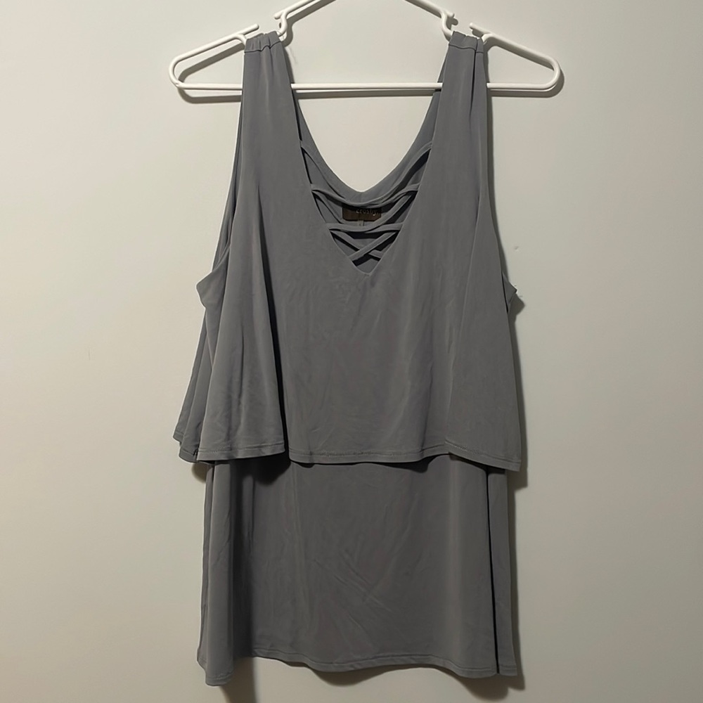 Crosby Sleeveless Layered Blouse Size Large
